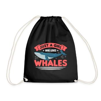 Whale Watching Whale Watching Orca Blue Whale - Drawstring Bag - black - Front