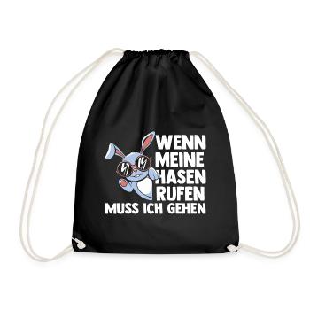Kaninchen Hase - Turnbeutel - Schwarz - Vorne