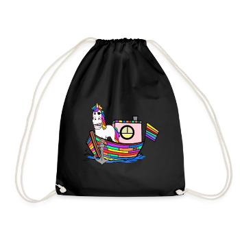 Rainbow Unicorns Sailors Rainbow Flag - Drawstring Bag - black - Front