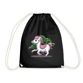 Pony Pferde Pferd Kinder Baby Kind - Turnbeutel - Schwarz - Vorne