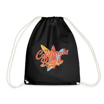 California Beach Surfer Surfing Geschenkidee - Turnbeutel - Schwarz - Vorne