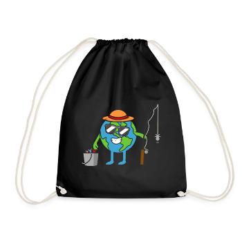 Terre avec canne à pêche Jour de la Terre Angler - Sac de sport léger - noir - Devant
