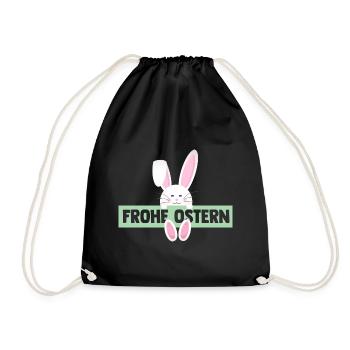 Osterhase Hase Ostern - Turnbeutel - Schwarz - Vorne