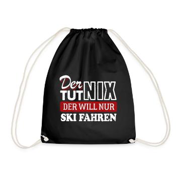 Der tut nix der will nur Ski fahren - Spruch - Turnbeutel - Schwarz - Vorne