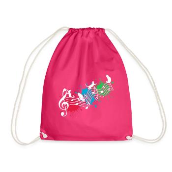 Funny cats note lines color blots - Drawstring Bag - fuchsia - Front