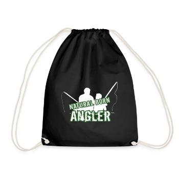 Vater Sohn Junge Angeln Angler - Turnbeutel - Schwarz - Vorne