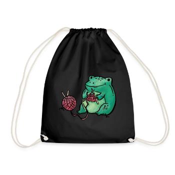 Grenouille tricot à la main - Sac de sport léger - noir - Devant