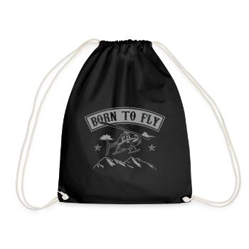 Born To Fly Helicopter Pilot Mountains Helicopter - Drawstring Bag - black - Front