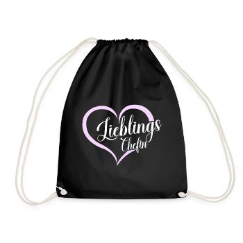 Lieblings Chefin Verabschiedung Herz Rosa Geschenk - Turnbeutel - Schwarz - Vorne