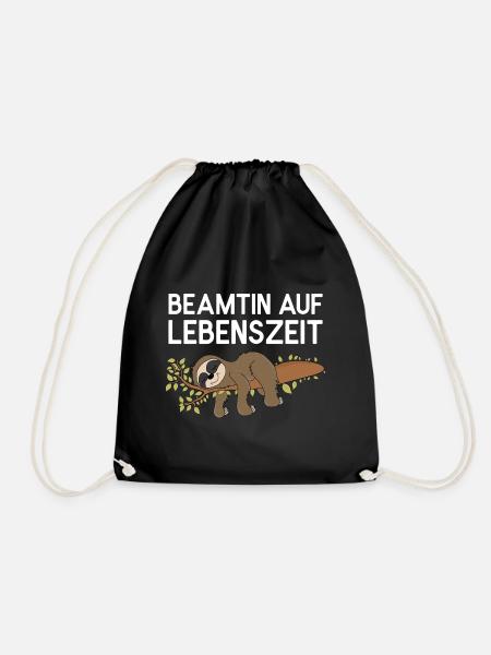 Faultier Beamtin auf Lebenszeit Faultierspruch - Turnbeutel - Schwarz