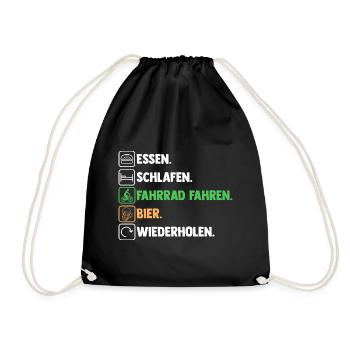 Bier Fahrradfahrer Rad Fahrrad - Turnbeutel - Schwarz - Vorne