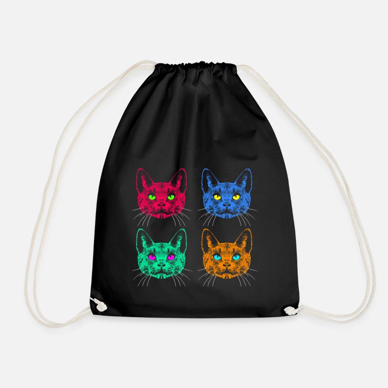 Vier Farben Katzen / Cats like Warhol - Turnbeutel - Schwarz