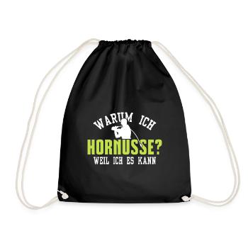 Warum ich Hornusse - Turnbeutel - Schwarz - Vorne