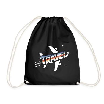 Travel Plane - Cool Holiday Pictogram - Drawstring Bag - black - Front