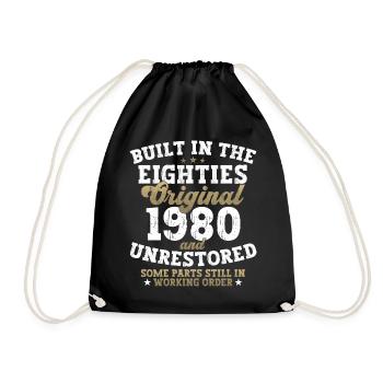 Built in the eighties 1980 42nd birthday men - Drawstring Bag - black - Front