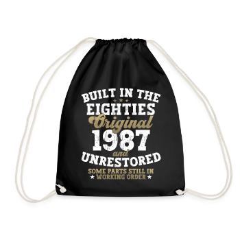 Built in the eighties 1987 35th birthday men - Drawstring Bag - black - Front