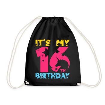 C’EST MON 16E ANNIVERSAIRE LICORNE 16E ANNIVERSAIRE - Sac de sport léger - noir - Devant