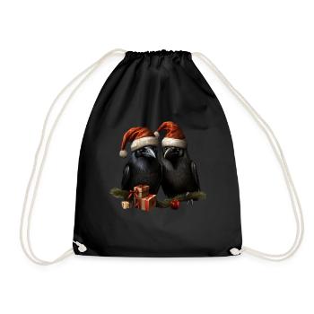 Corbeaux de Noël Hugin et Munin avec chapeaux - Sac de sport léger - noir - Devant
