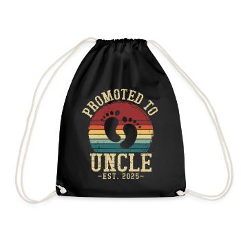 Promoted to uncle set for 2025 - Drawstring Bag - black - Front