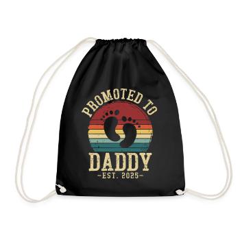 Promoted to dad set for 2025 - Drawstring Bag - black - Front