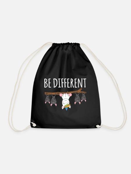 Be Different Fledermuas Einhorn - Turnbeutel - Schwarz