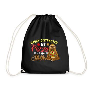 Sloth Pizza Delivery Pizzeria Italian - Drawstring Bag - black - Front