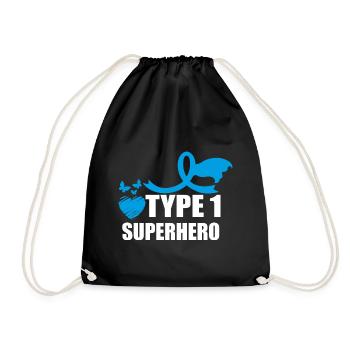 Type One Superhero Diabetes Awareness T1D - Turnbeutel - Schwarz - Vorne