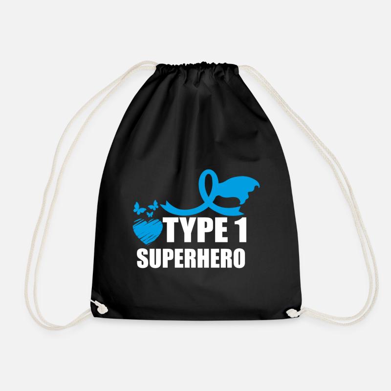 Type One Superhero Diabetes Awareness T1D - Turnbeutel - Schwarz