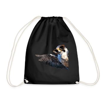 Realistische Falke Vogel mit Sonnenbrille Peeking - Turnbeutel - Schwarz - Vorne