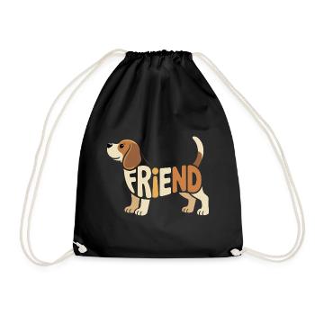 Beagle Friend - Cool Pet Logo - Drawstring Bag - black - Front