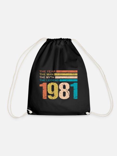 40. Geburtstag 1981 Mann Legende Spruch Retro - Turnbeutel - Schwarz