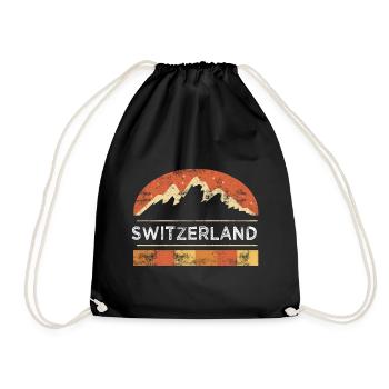 Switzerland Mountains Holiday Home Country - Drawstring Bag - black - Front