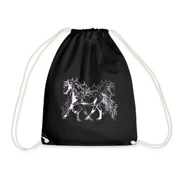 Heavenly Wild Horses Stallion Rider Horse Enthusiast - Drawstring Bag - black - Front