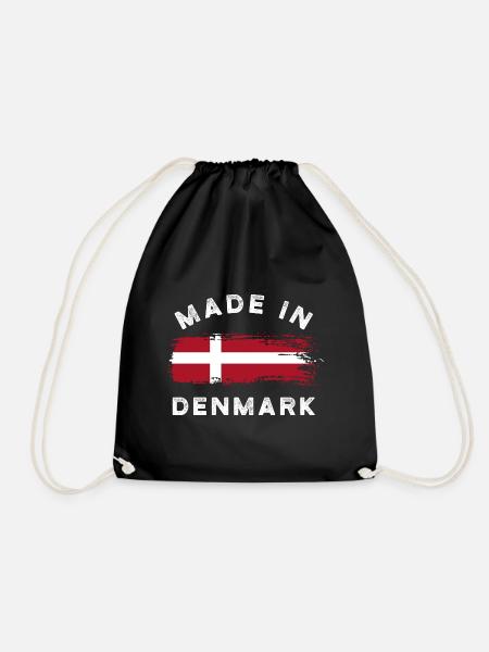 Made in Denmark - Dänemark Flagge - Turnbeutel - Schwarz