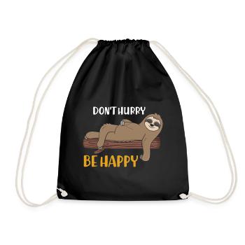 Dont Hurry Be Happy Sloth Sleeping Shirt - Drawstring Bag - black - Front