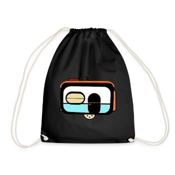 Caravan Camper trailer Trailer Holiday Leisure - Drawstring Bag - black - Front
