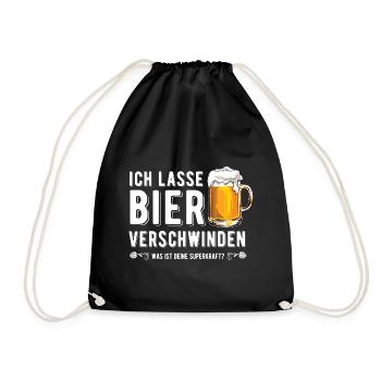 Ich lasse Bier verschwinden - Bierkenner - Spruch - Turnbeutel - Schwarz - Vorne