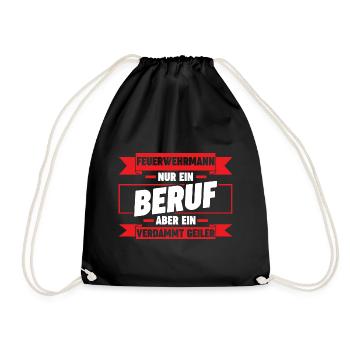 Feuerwehrmann Feuerwehr - Turnbeutel - Schwarz - Vorne