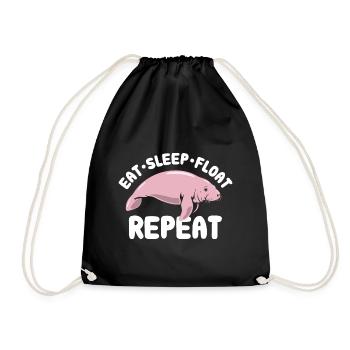 Eat Sleep Float Repeat - Manatee Spruch - Turnbeutel - Schwarz - Vorne