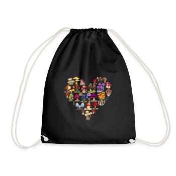 Mushroom Mycology Fungi Foraging Mushrooms - Drawstring Bag - black - Front