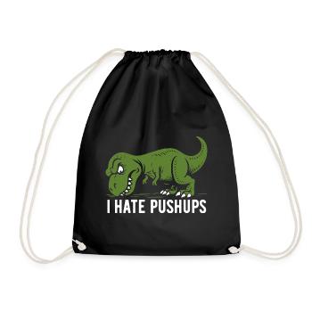 T-Rex - I hate pushups - gift - Drawstring Bag - black - Front