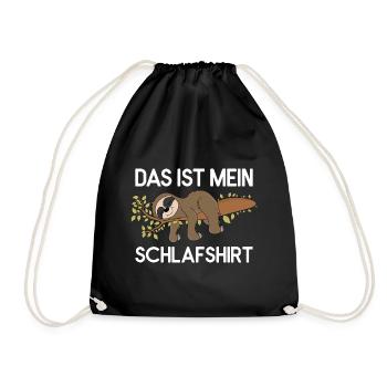 Faultier Offizielles Schlafshirt Faultierspruch - Turnbeutel - Schwarz - Vorne