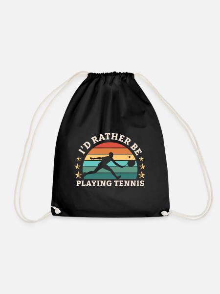 Tennis Tennis Player Tennis Racket Tennis Ball - Drawstring Bag - black