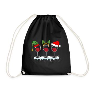 Weinglas Weihnachten - Turnbeutel - Schwarz - Vorne