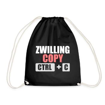 Zwillingsgeschwister Zwilling Zwillinge - Turnbeutel - Schwarz - Vorne