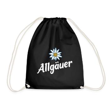 Allgäuer - Alpen Edelweiß aus dem Allgäu - Turnbeutel - Schwarz - Vorne