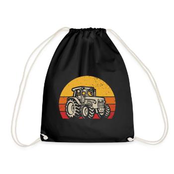 Tractor Farmer Agriculture Farming Farm Rancher - Drawstring Bag - black - Front