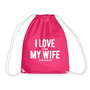 Ich liebe meine Frau - Golf - Geschenk - Turnbeutel - Fuchsia - Vorne