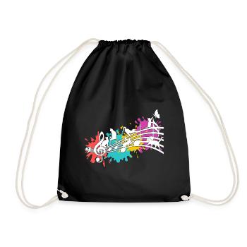 Funny cats note lines color blots - Drawstring Bag - black - Front