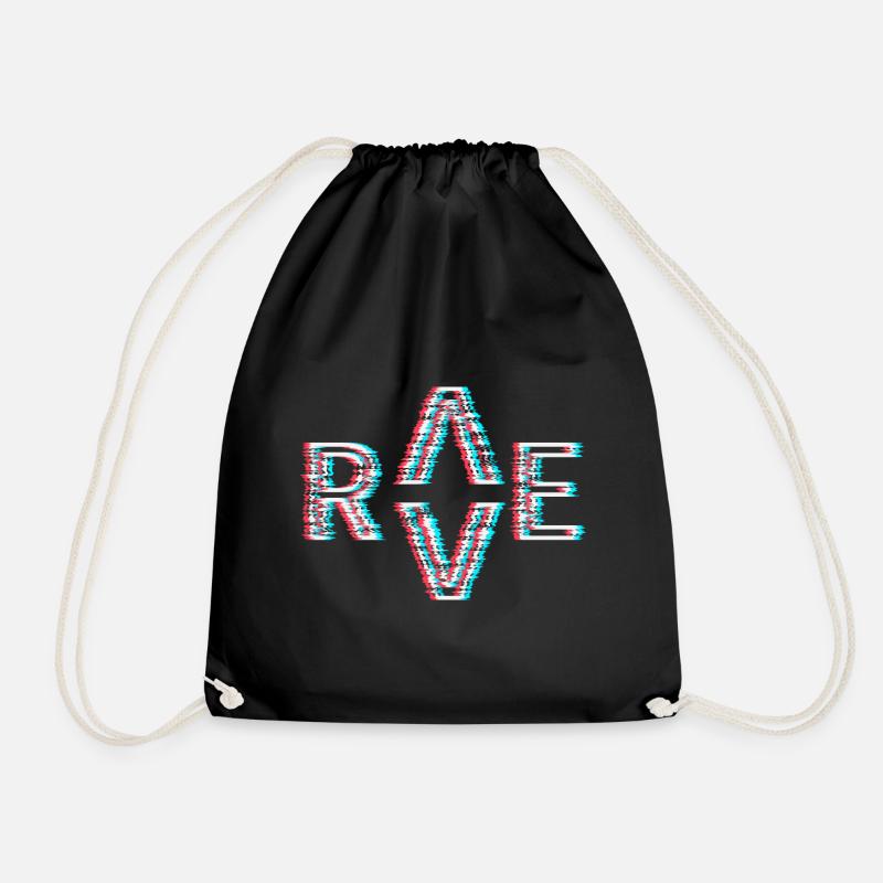 Techno Rave Festival Electro Music Raver - Drawstring Bag - black
